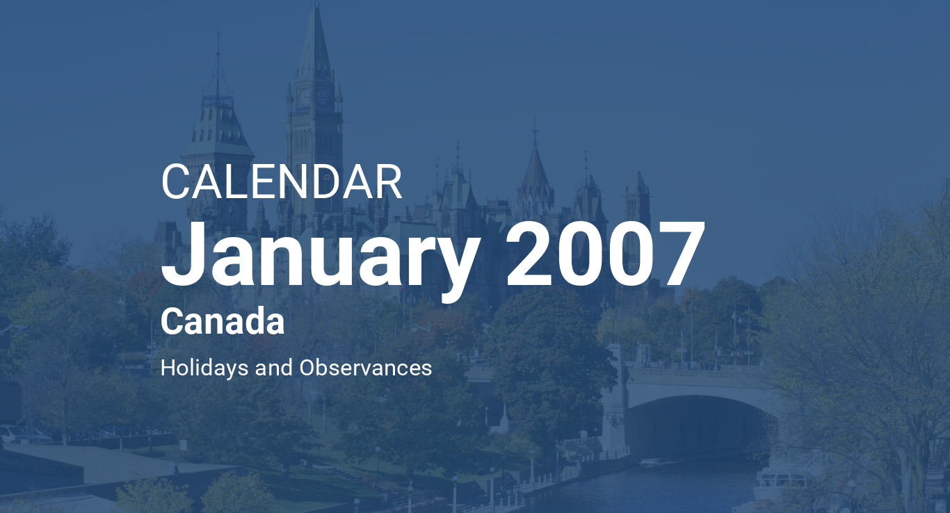 January 2007 Calendar Canada