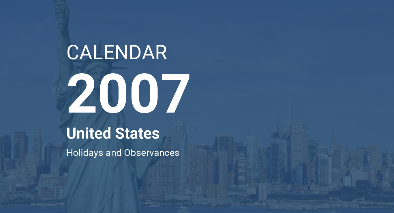Year 2007 Calendar – United States