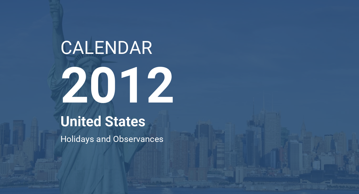 Year 2012 Calendar – United States