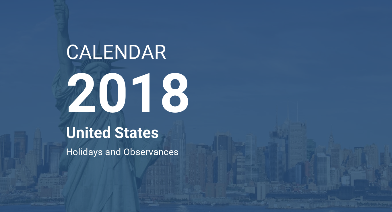 Year 2018 Calendar United States - 