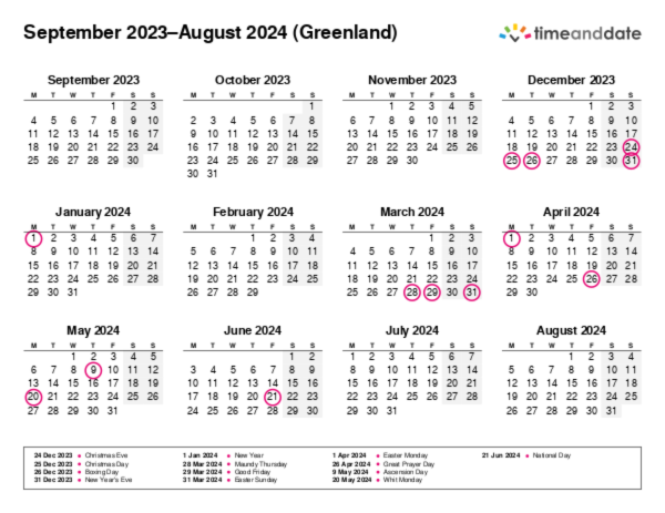 Calendar for 2023 in Greenland