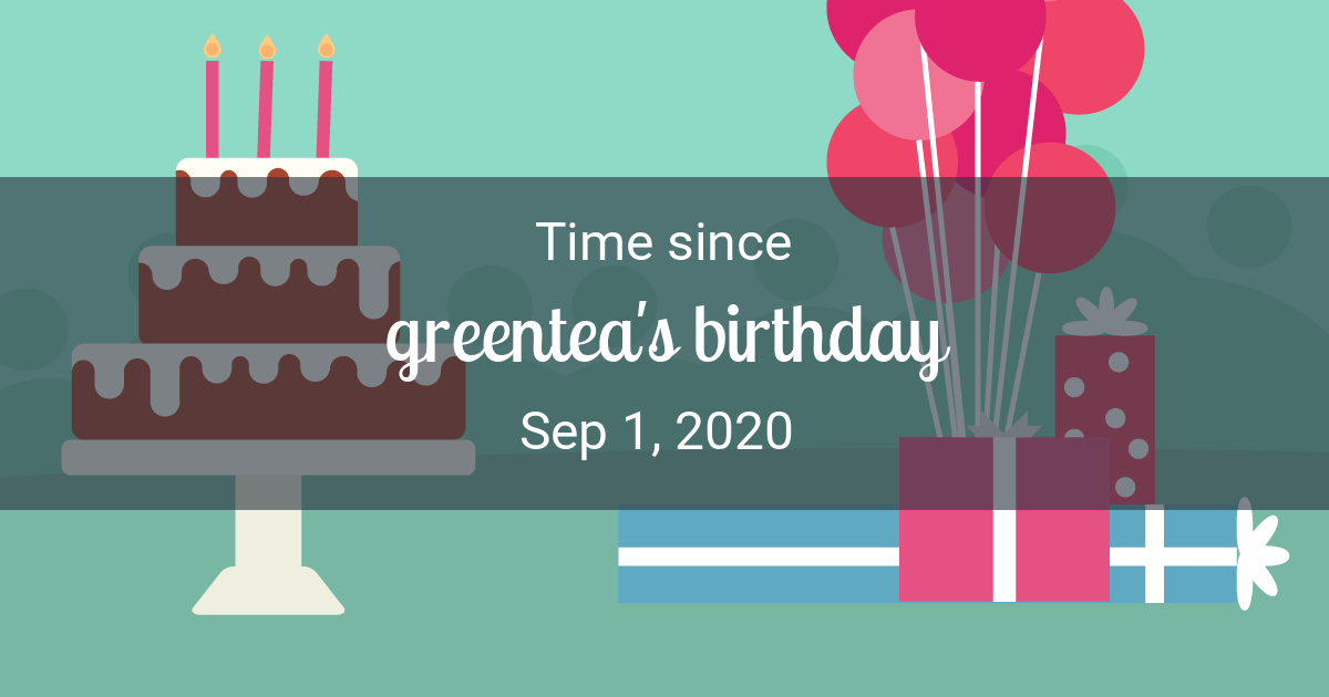 Birthday Countdown – Time since Sep 1, 2020 started
