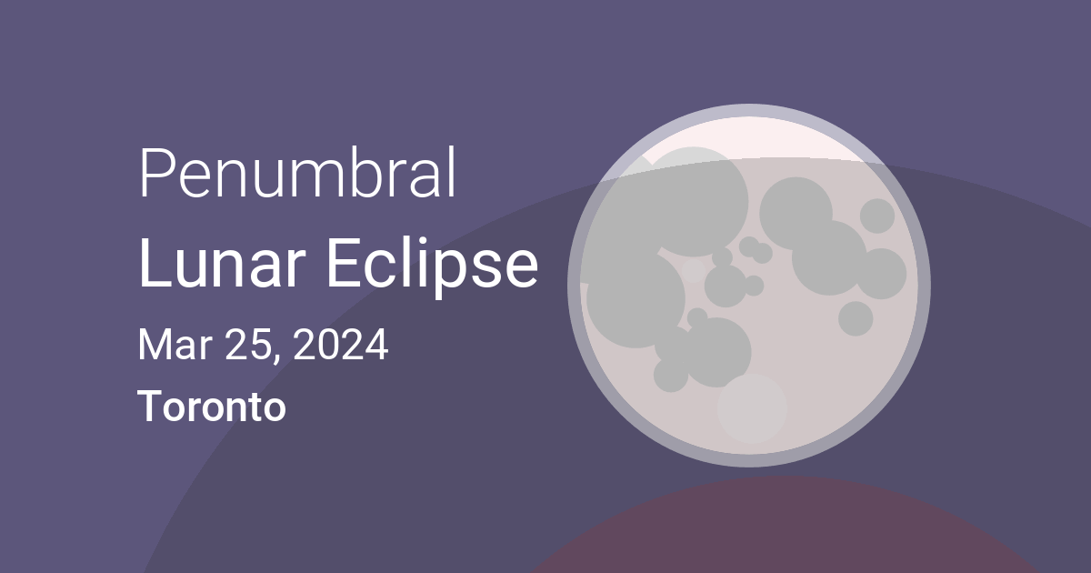 Eclipses visible in Toronto, Ontario, Canada Mar 25, 2024 Lunar Eclipse