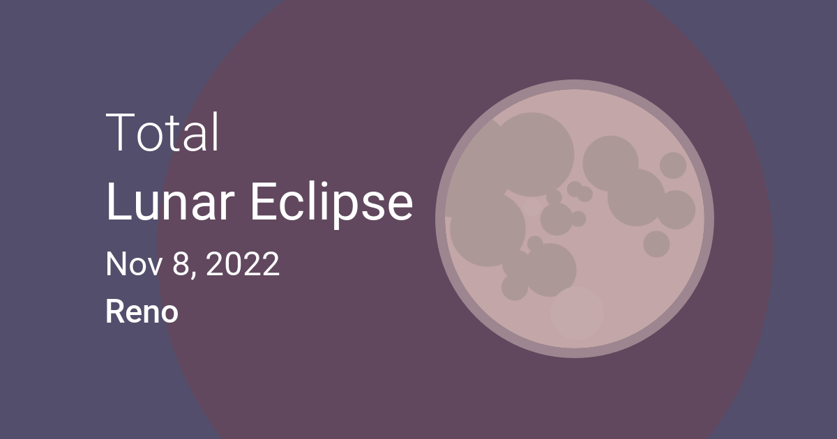 Eclipses visible in Reno, Nevada, USA Nov 8, 2022 Lunar Eclipse