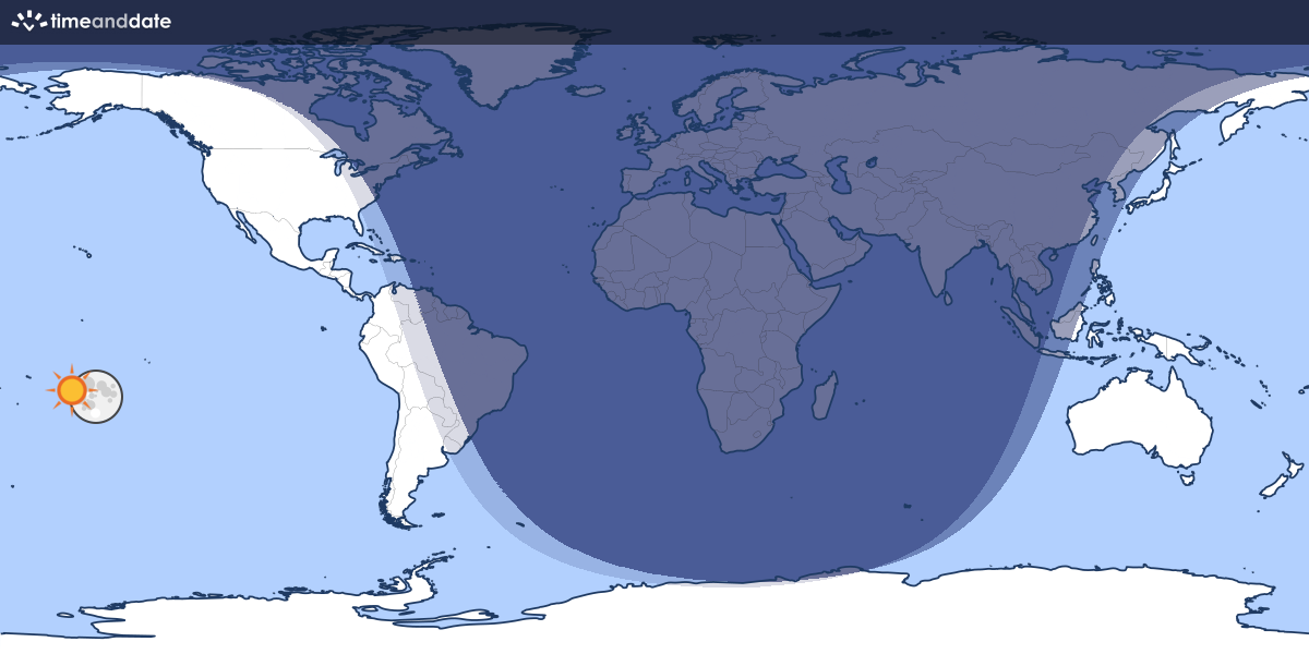 Map showing which part of the Earth the Moon is currently above the horizon at.