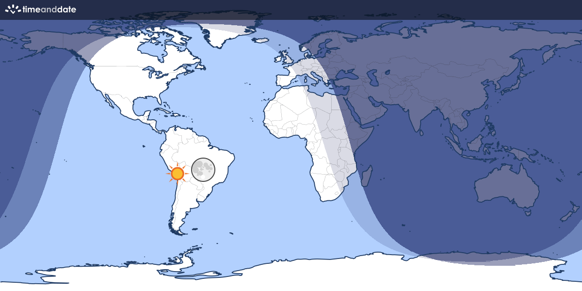 Map showing which part of the Earth the Moon is currently above the horizon at.