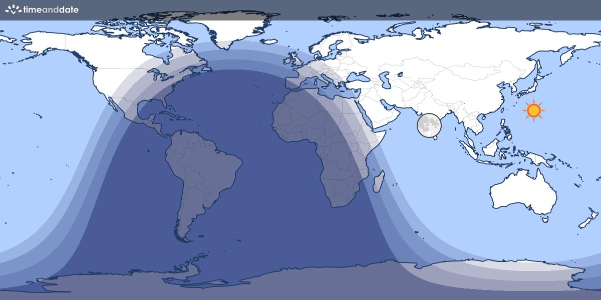 Map showing day and night parts of the world